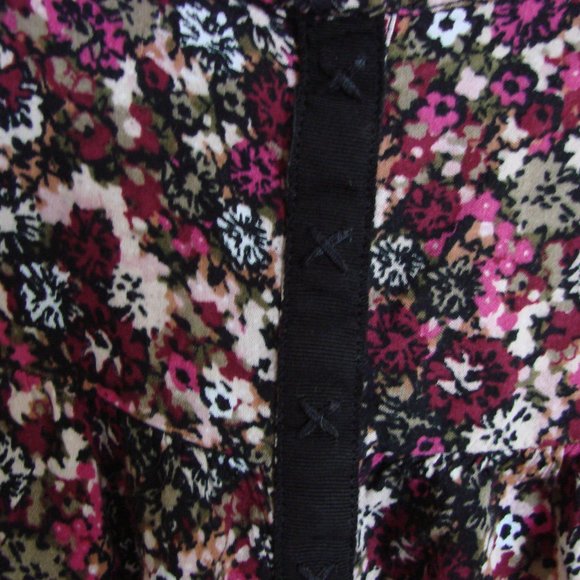 H&M Purple Pink Black Floral Boho Babydoll Peasant Dress - Picture 5 of 15